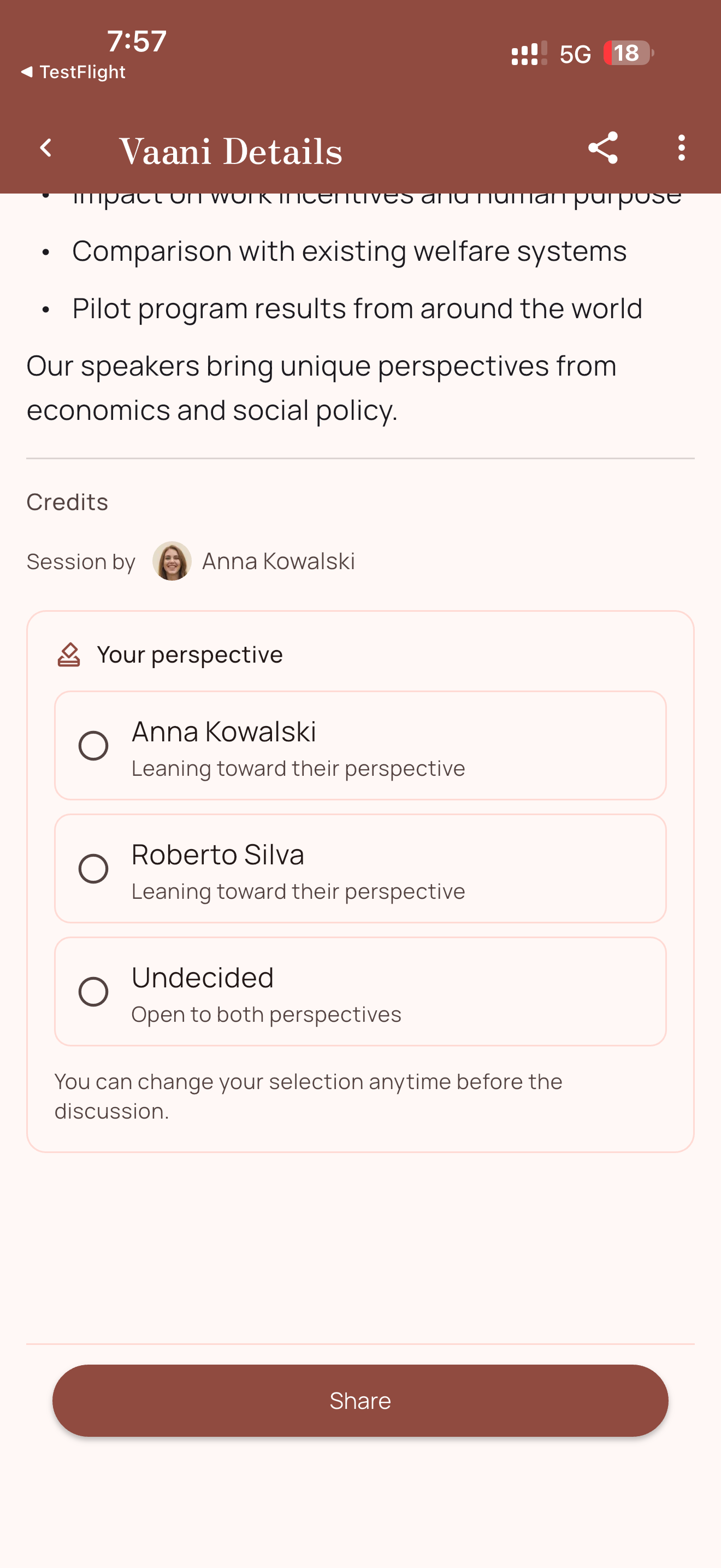 Perspective poll for choosing a side